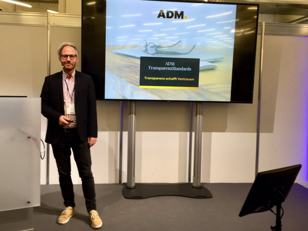 Auf der Research & Results 2019 hat Vorstand Sebastian Götte die ADM-TransparenzStandards präsentiert.